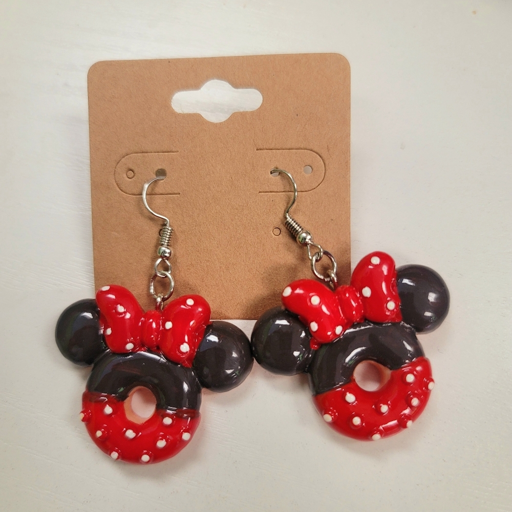 Disney Minnie Mouse Earrings Mickey Red Black